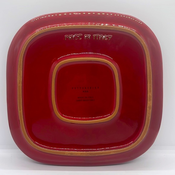 Pottery Barn Ceramic Condiment Dish, with Lids. Deep red, with brown accents. - Picture 6 of 8